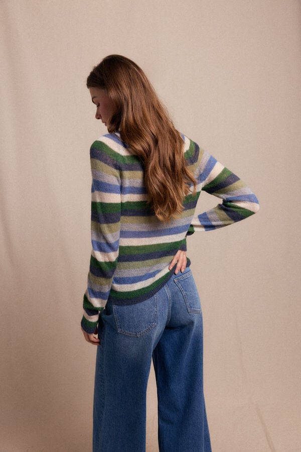 Slowlove Jersey botones rayas Estampado azul