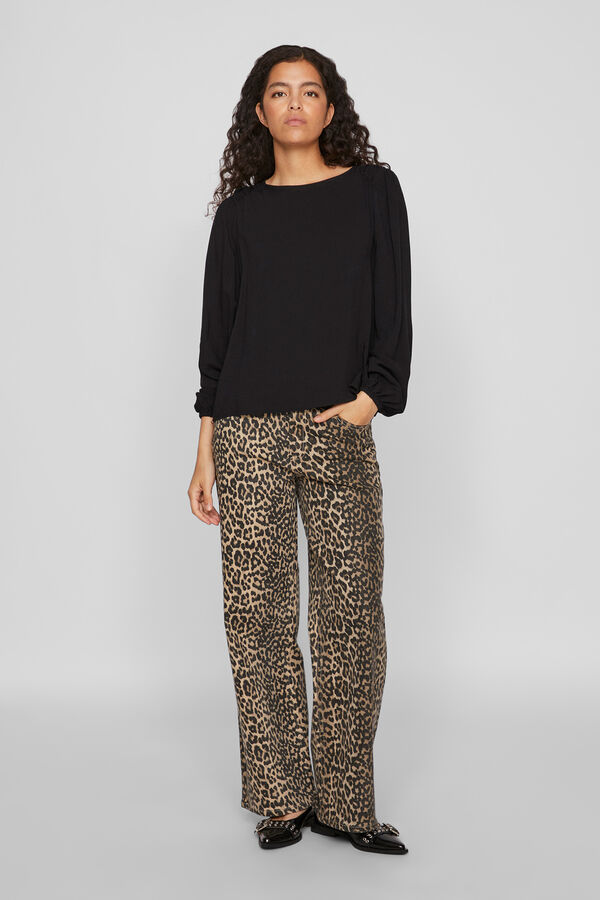 Vila Blusa manga comprida abalonada Preto