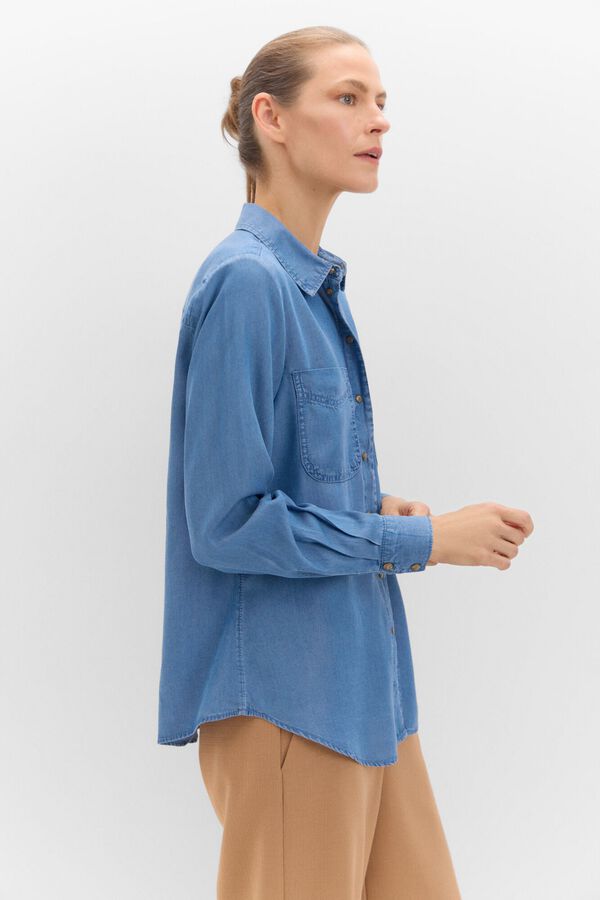 Cortefiel Camisa Vaquera Tencel Azul