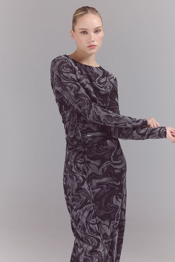 Slowlove Vestido de tule Devor&eacute; Cinzento