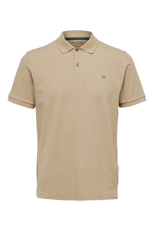 Selected Polo de manga curta com logo bordado 100% algod&atilde;o org&acirc;nico Verde