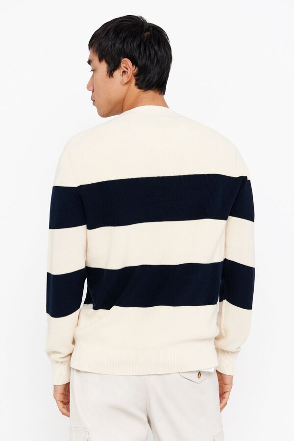 Cortefiel Camisola &agrave;s riscas gola redonda Ecru