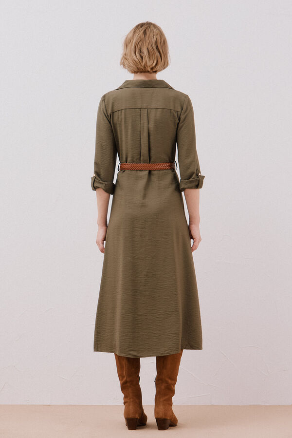 Cortefiel Vestido camiseiro cinto Verde