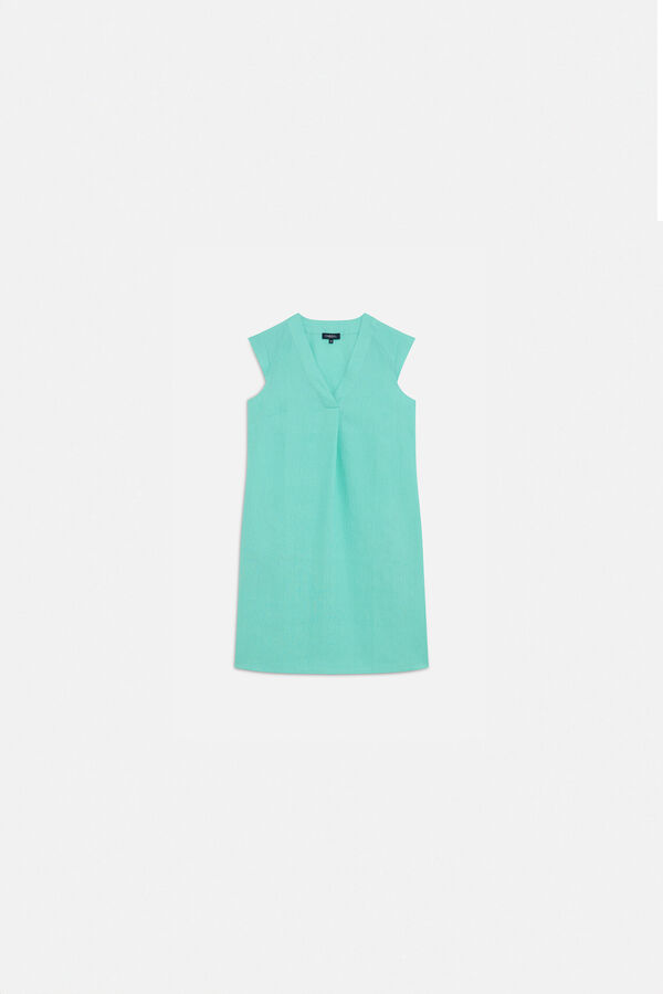 Caroll Vestido Pamela 100% lino Turquesa