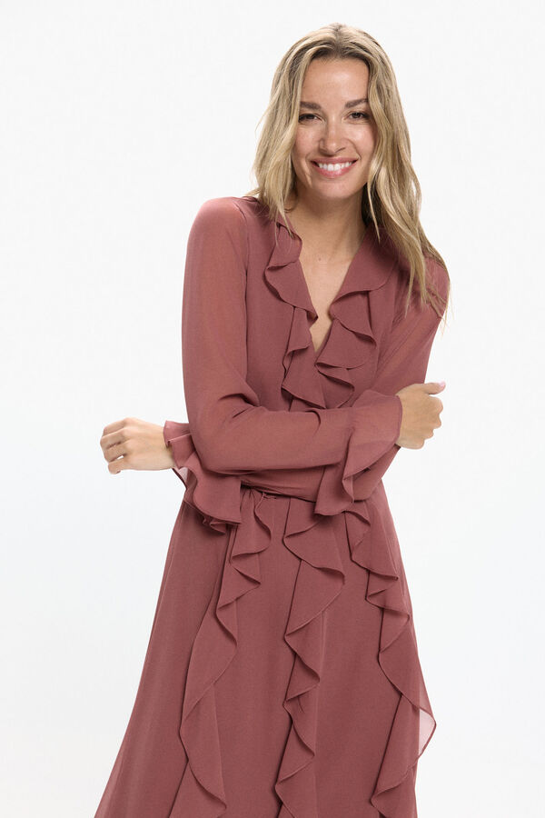 Vero Moda Vestido largo volantes Coral