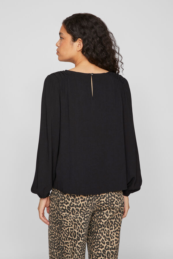 Vila Blusa manga comprida abalonada Preto