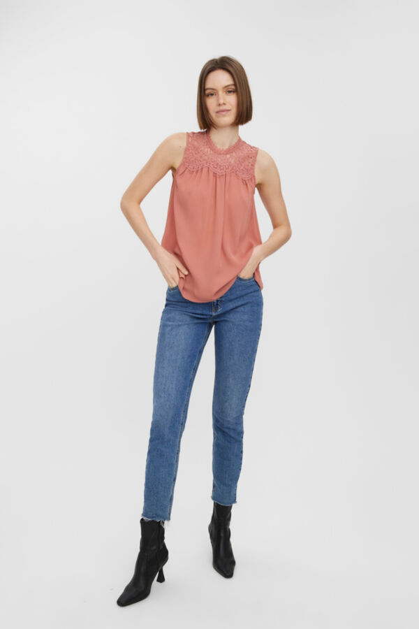 Cortefiel Camisa sin mangas y escote redondo Rosa