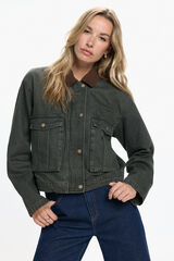 Vero Moda Chaqueta corta cuello contraste Verde