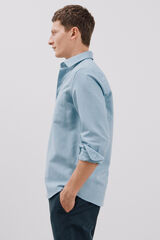 Cortefiel Camisa linho algod&atilde;o liso Azul