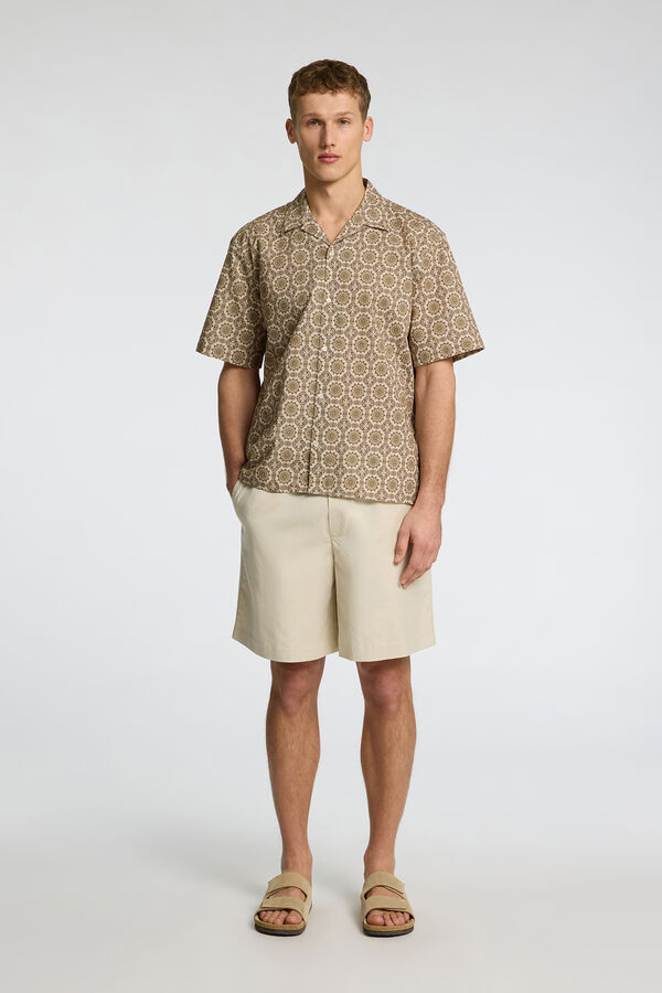 Selected Camisa de linho de manga curta Cinzento