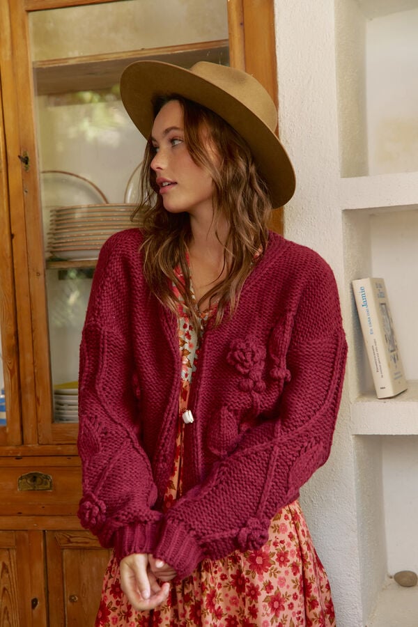 Jaase C&aacute;rdigan de punto Vino