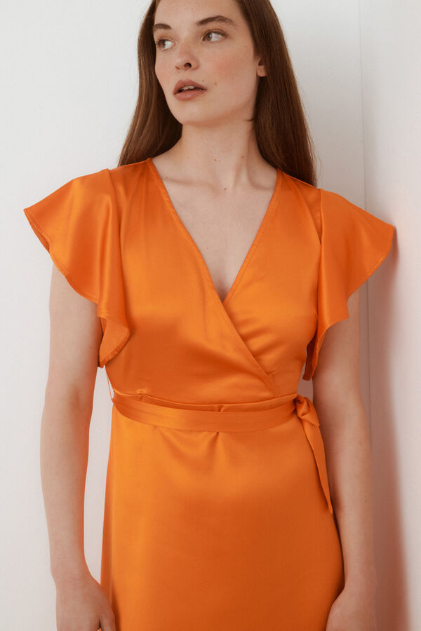 Vila Vestido de fiesta satinado midi Naranja