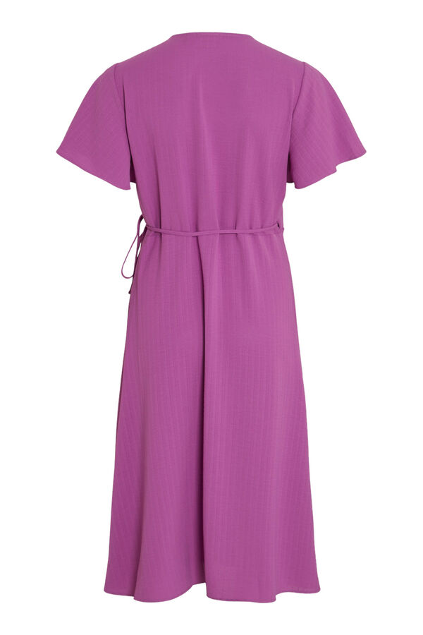 Vila Vestido midi de manga corta cruzado Fucsia