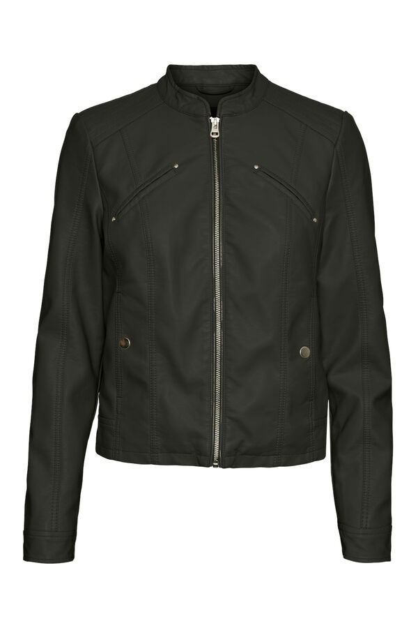 Vero Moda Curve Chaqueta efecto piel talla grande Negro