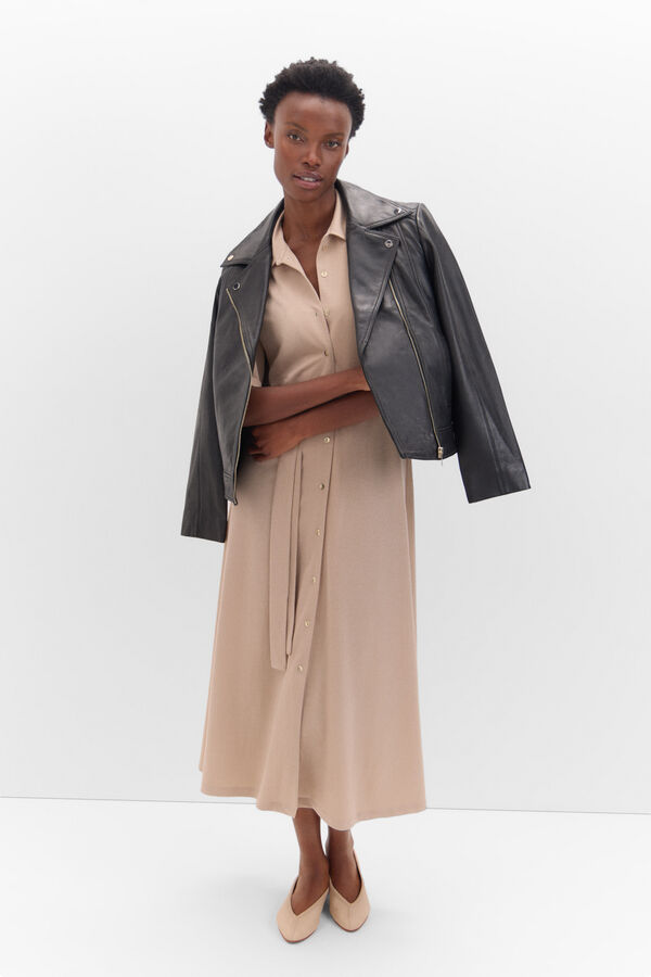 Cortefiel Cazadora piel biker Negro