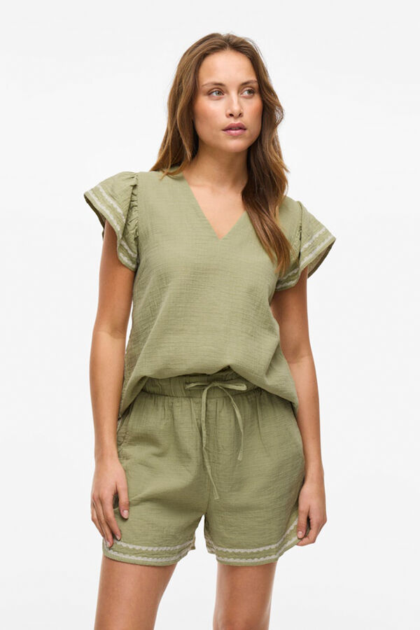 Vila Blusa com bordado étnico Verde