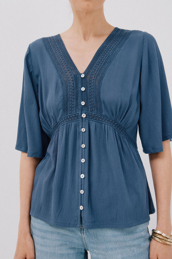 Cortefiel Blusa encaje volantes Arena