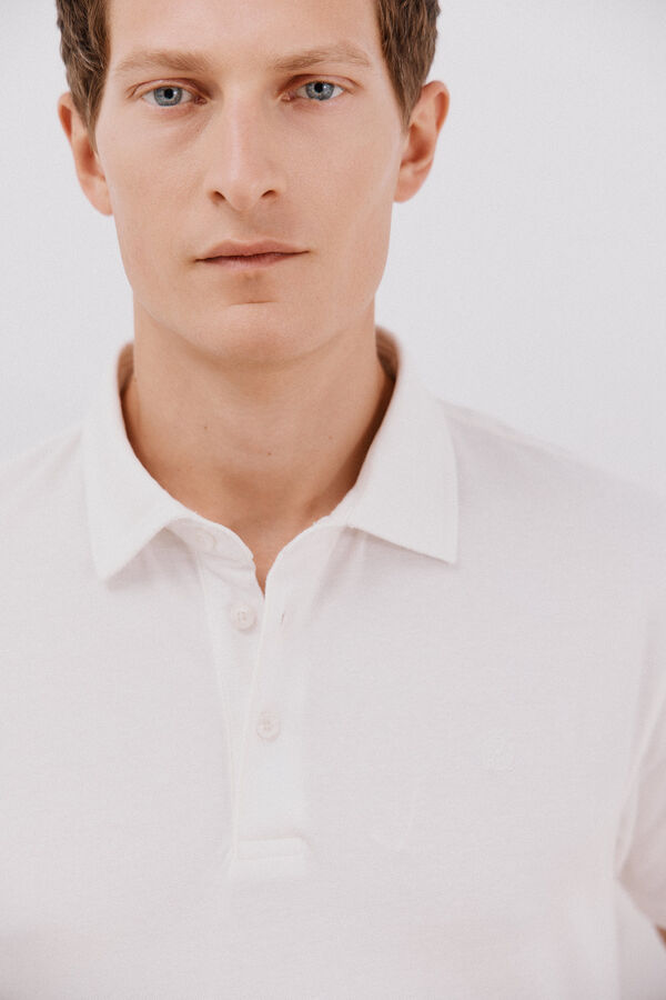 Cortefiel Camisa polo piqué liso Branco