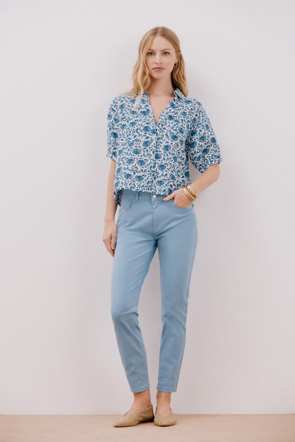 Cortefiel Cal&ccedil;a skinny cropped colorida Azul