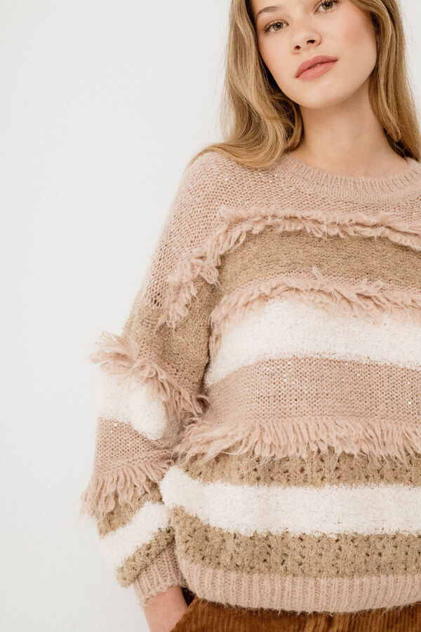 Vila Su&eacute;ter riscas com franjas Castanho