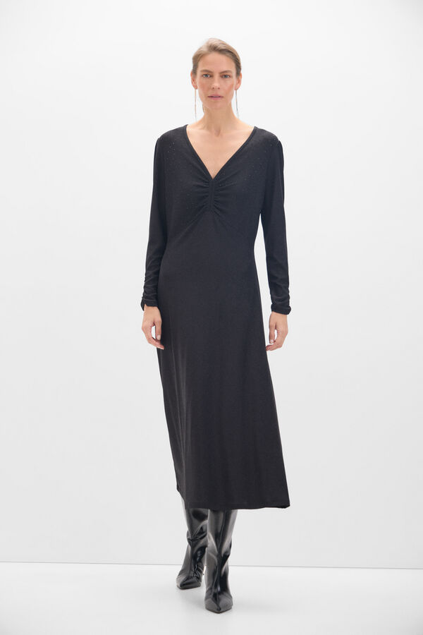 Cortefiel Vestido de lurex Preto