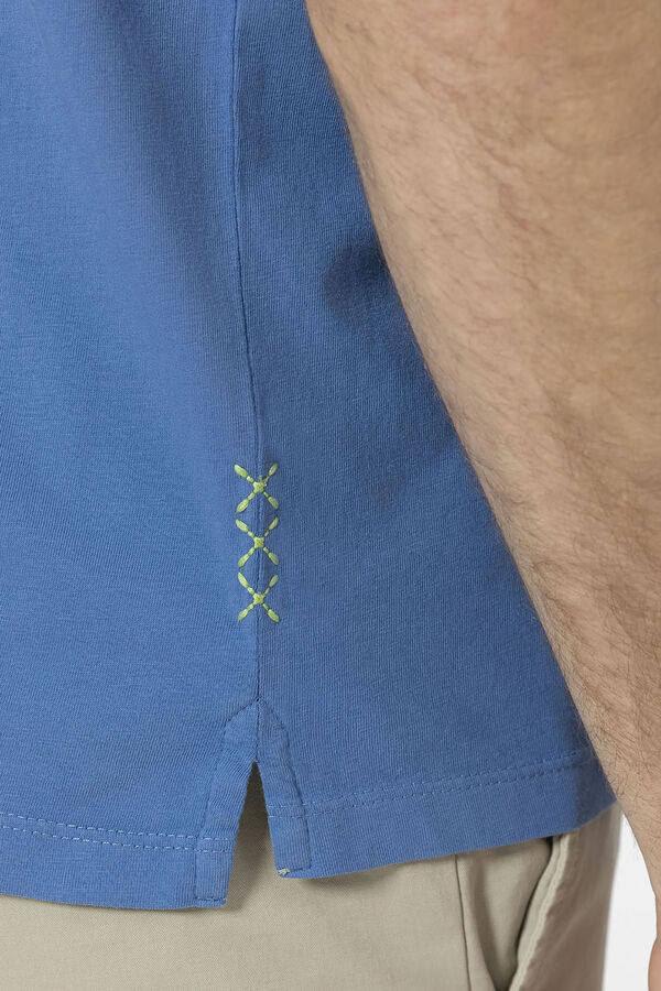 elPulpo Camisa polo lavada com patch contrastante Azul
