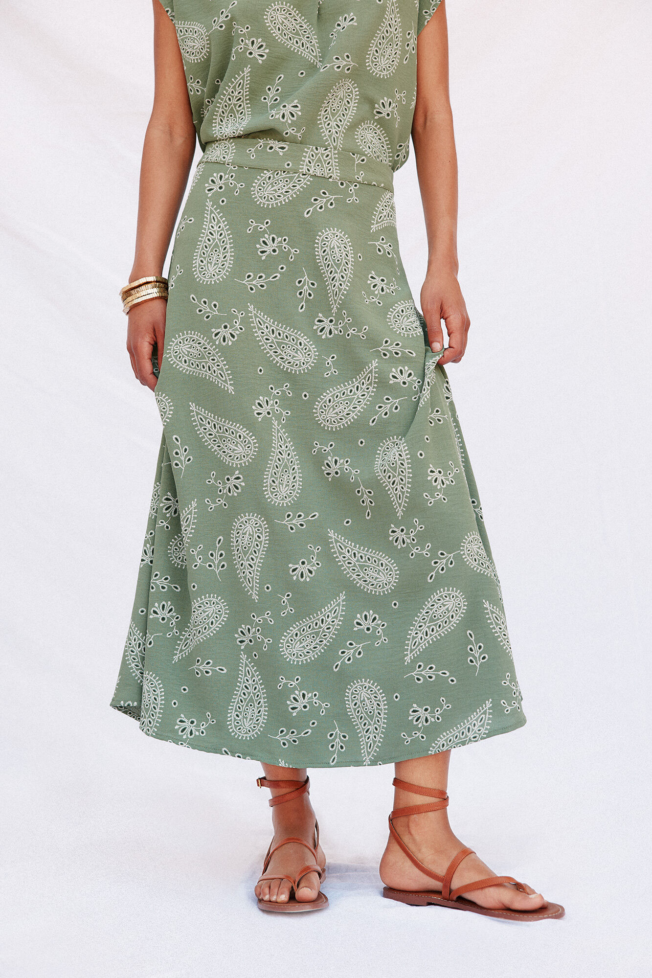 Cortefiel Falda midi evas&eacute; estampada