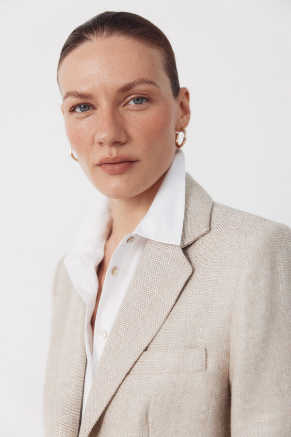 Cortefiel Blazer de tecido texturizada Castanho