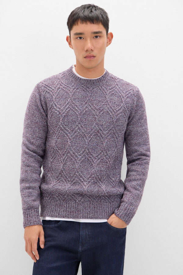 Cortefiel Su&eacute;ter de l&atilde; tran&ccedil;ada com diamantes com gola caixa Granada