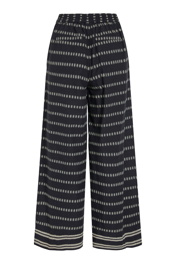 Vila Calças estampado 7/8 de algodão orgânico Preto