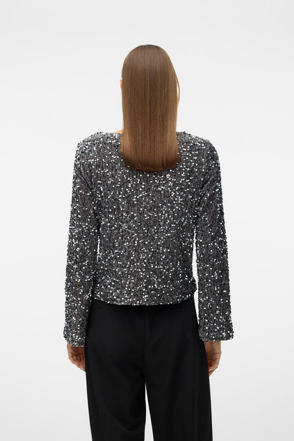 Vero Moda Camiseta manga comprida com lantejoulas Cinzento