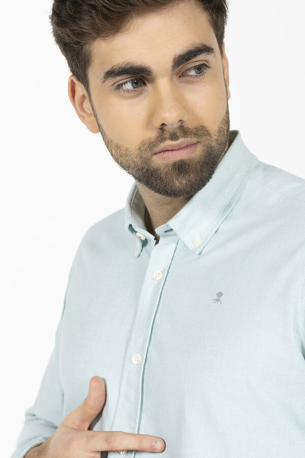 elPulpo Camisa lisa oxford Turquesa