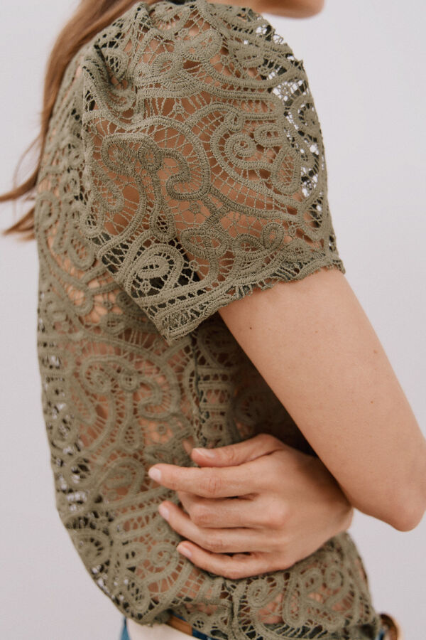 Cortefiel Top guipur Kaki