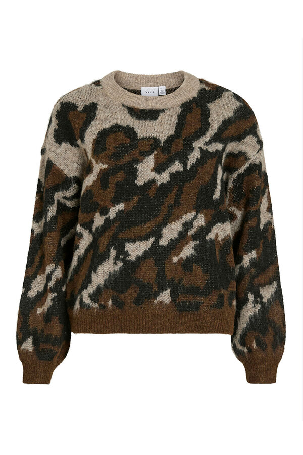 Vila Jersey de punto jacquard con lana Marr&oacute;n