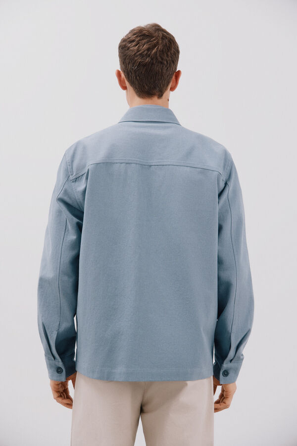 Cortefiel Overshirt de linho de algod&atilde;o coordenado Azul