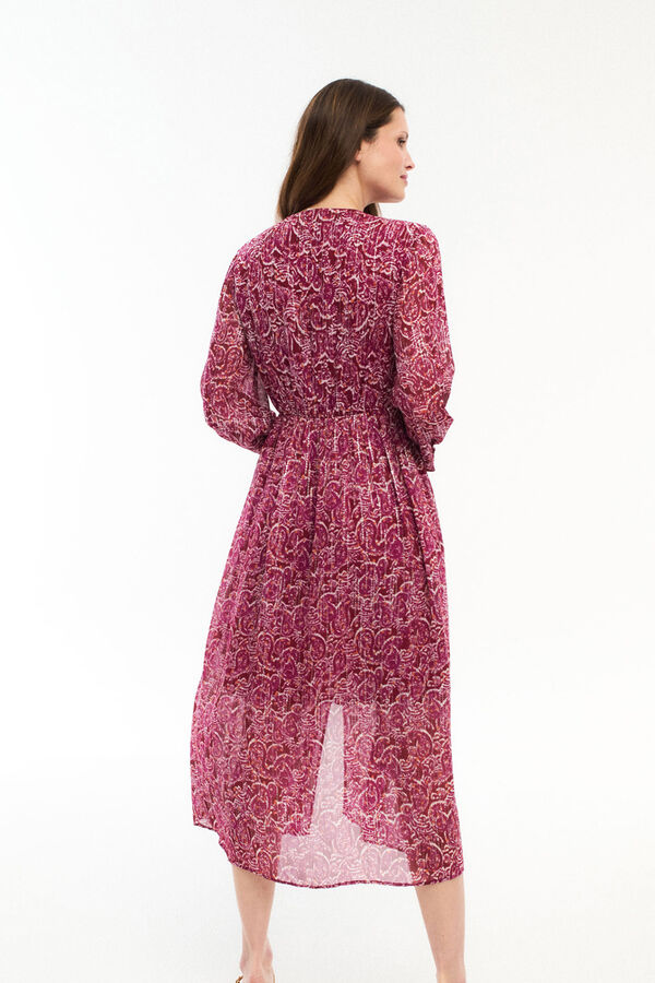 Vila Vestido midi estampado con l&uacute;rex Rosa