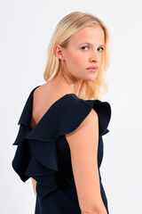 Molly Bracken Vestido de manga corta con volantes Azul marino