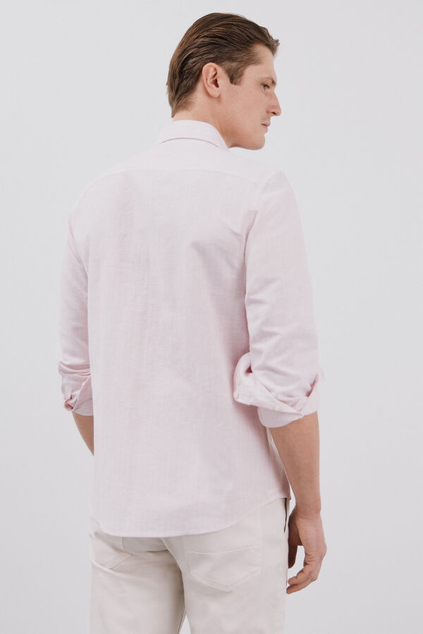 Cortefiel Camisa linho algod&atilde;o riscas Subiu