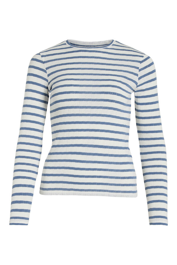 Vila Top de malha pointelle fina de manga comprida  Branco