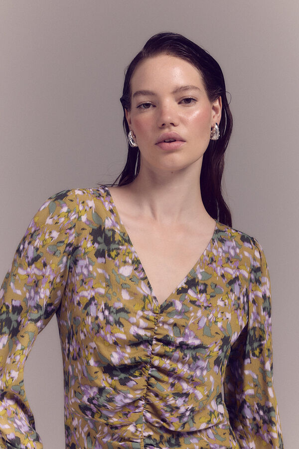 Slowlove Vestido franzido estampado Verde