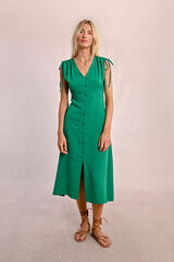 Molly Bracken Vestido midi com manga curta ajustáveis Verde