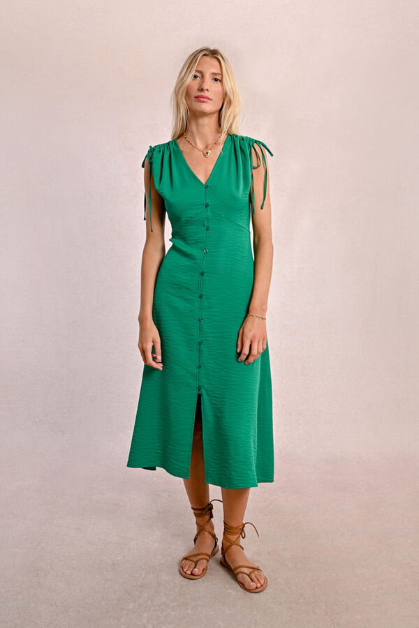 Molly Bracken Vestido midi com manga curta ajustáveis Verde