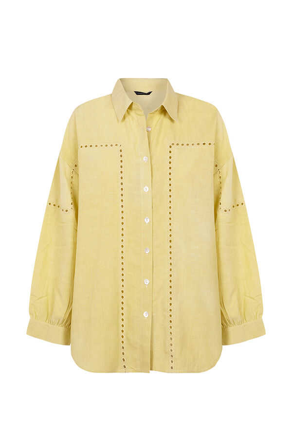 Cortefiel Camisa lino Amarillo