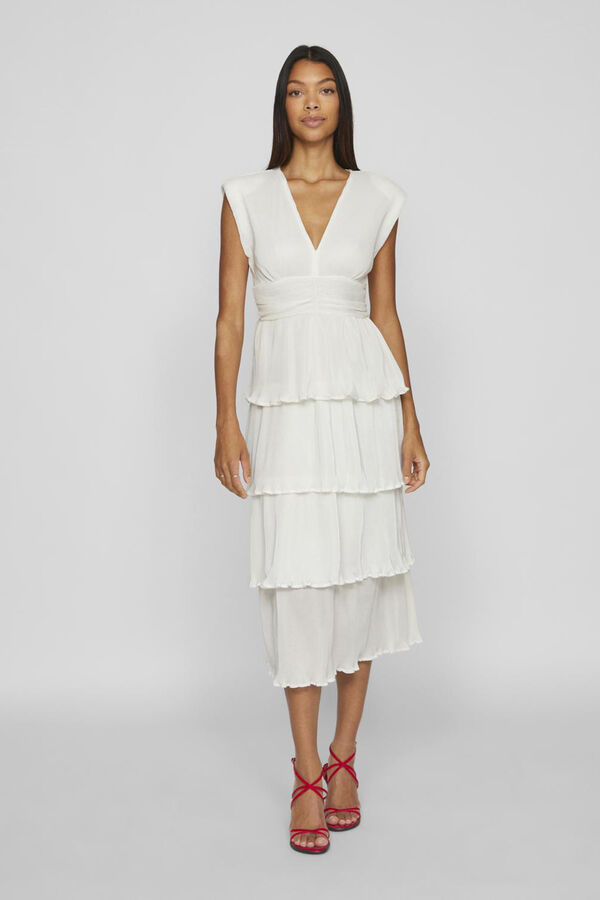 Vila Vestido de novia midi con volantes Blanco