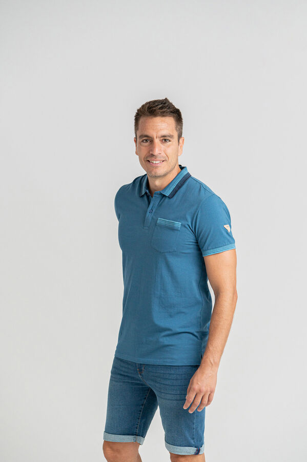 Privata Manga curta 100% algod&atilde;o Azul