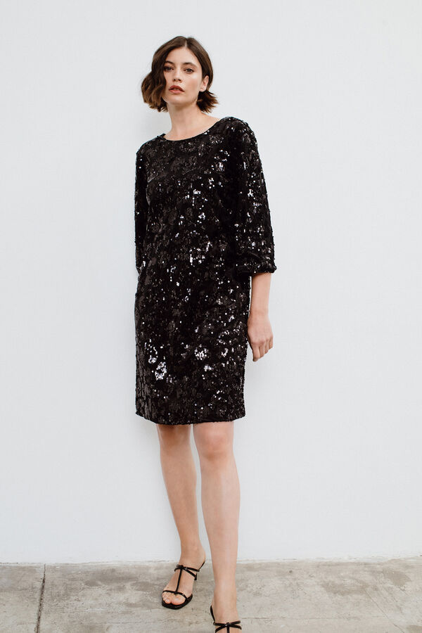 Object Vestido curto lantejoulas Preto