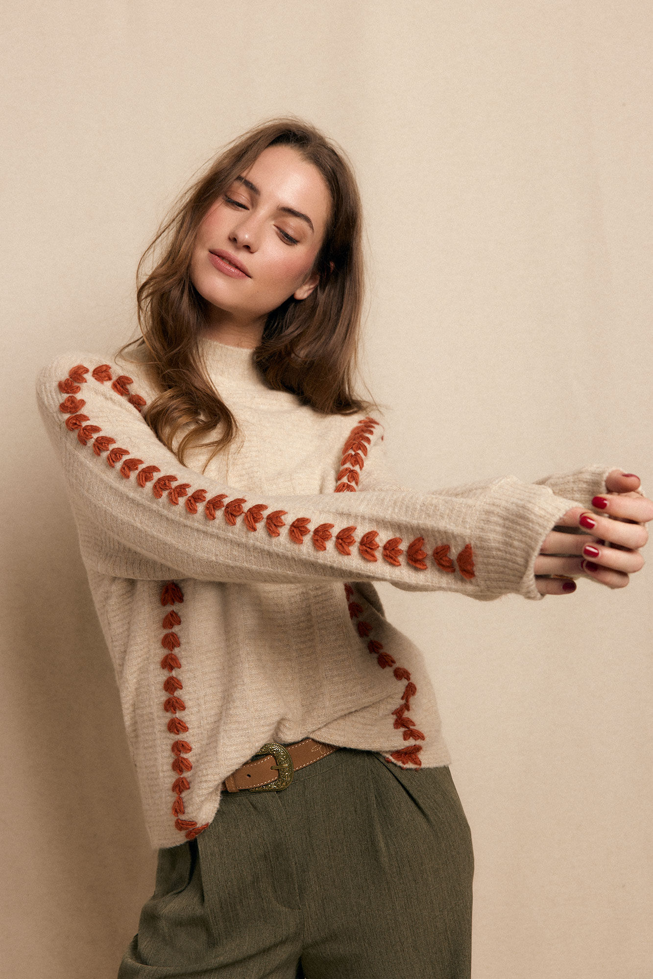 Slowlove Jersey bordado contraste