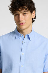 Selected Camisa de manga curta de linho Azul