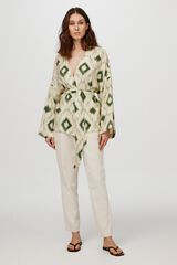 Object Blusa - Kimono estampado Gris