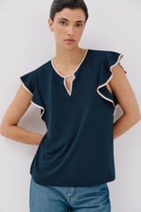 Cortefiel Top de punto l&aacute;grima Azul marino